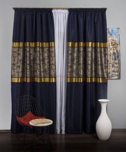 Draperie tip panou albastru auriu