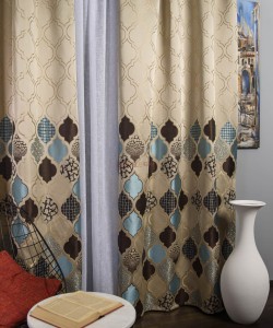 Draperie tip panou bej,albastru,maro
