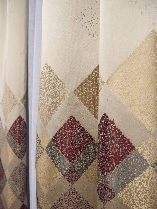 Draperie tip panou grena,bej