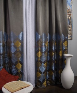 Draperie tip panou gri,bleu,galben