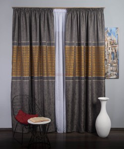Draperie tip panou gri,mustar