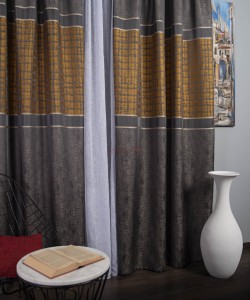 Draperie tip panou gri,mustar