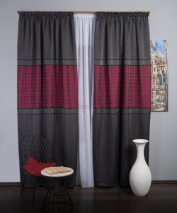 Draperie tip panou gri,rosu