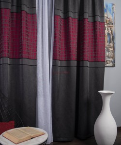 Draperie tip panou gri,rosu