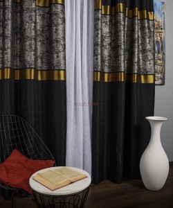 Draperie tip panou negru,argintiu,galben