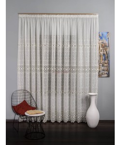 Perdea broderie tip dantela ivoire