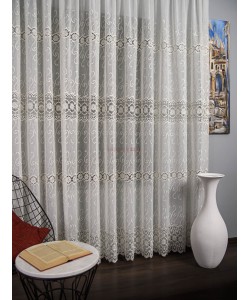 Perdea broderie tip dantela ivoire