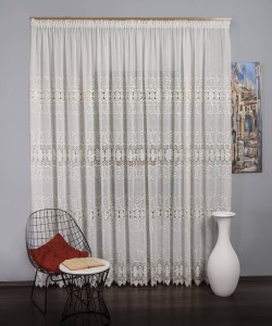 Perdea broderie tip dantela ivoire