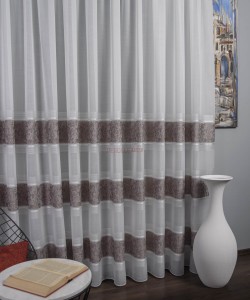 Perdea cristal benzi satinate maro