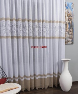 Perdea de pascani alb/camel