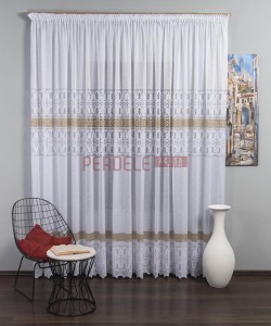 Perdea de pascani alb/camel