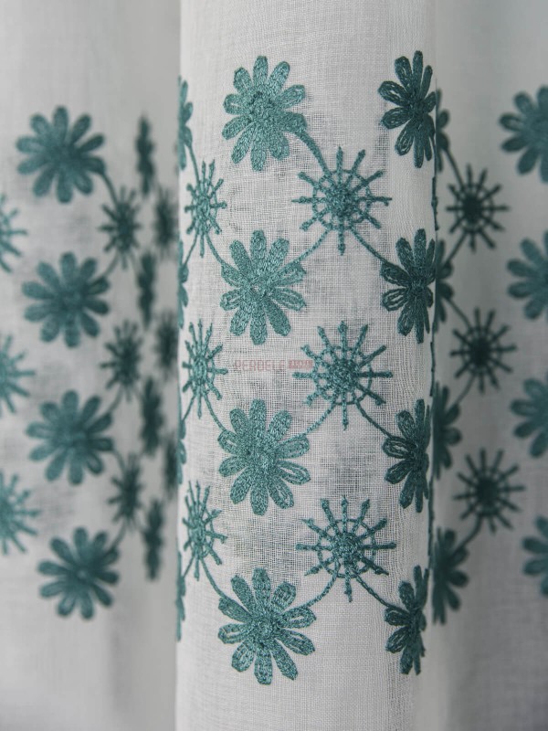 Perdea model flori verde