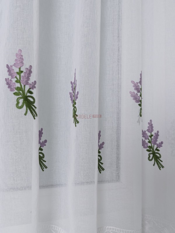 Perdea bucatarie, scurta model lavanda
