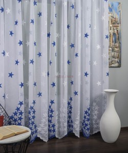 Perdea model stelute albastru