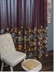 Perdea tip in grena,flori multicolore
