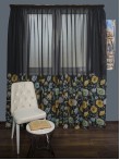 Perdea tip in negru, flori multicolore