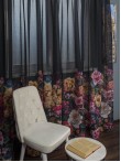 Perdea tip in negru,flori multicolore