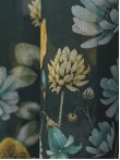 Perdea tip in verde, flori multicolore