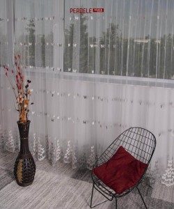 Perdea tulle alb,gri