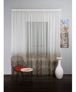Perdea tulle bordura,maro,mustar