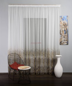 Perdea tulle bordura,maro,mustar