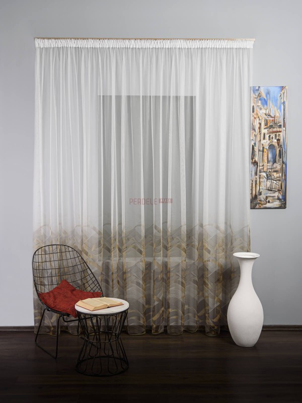 Perdea tulle bordura,maro,mustar