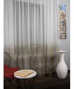 Perdea tulle bordura,maro,mustar