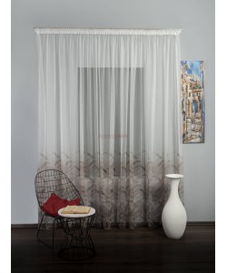 Perdea tulle bordura maro