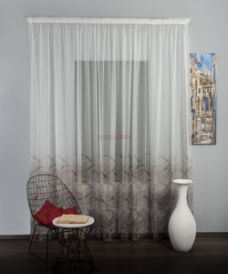 Perdea tulle bordura maro