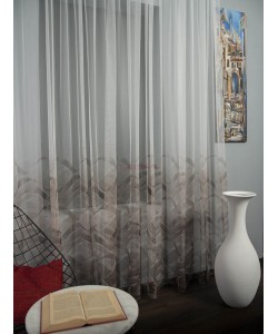 Perdea tulle bordura maro