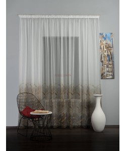 Perdea tulle bordura maro