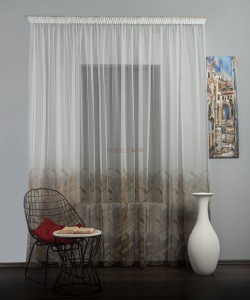Perdea tulle bordura maro