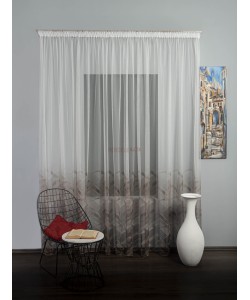 Perdea tulle bordura maro