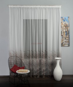 Perdea tulle bordura maro