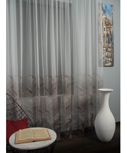 Perdea tulle bordura maro