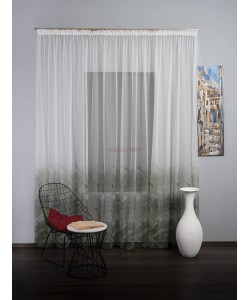Perdea tulle bordura verde