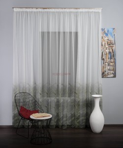 Perdea tulle bordura verde