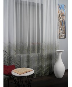 Perdea tulle bordura verde