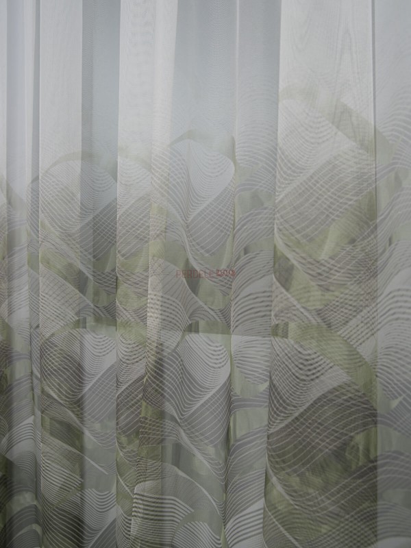 Perdea tulle bordura verde
