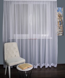 Perdea tulle brodat alb