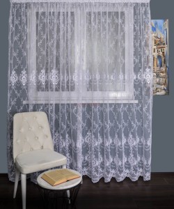 Perdea tulle brodat alb