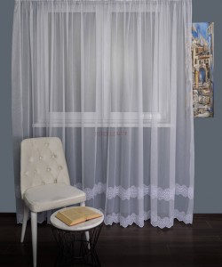 Perdea tulle brodat alb