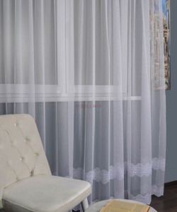 Perdea tulle brodat alb