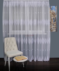 Perdea tulle brodat alb