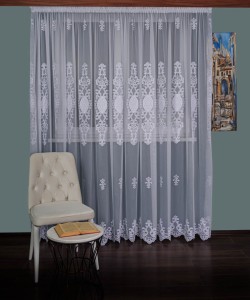 Perdea tulle brodat alb