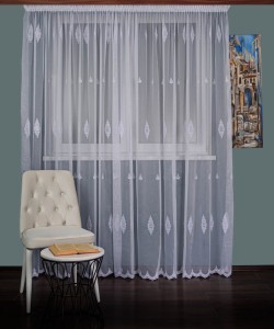 Perdea tulle brodat alb