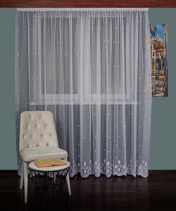Perdea tulle brodat alb