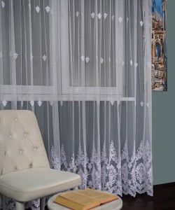 Perdea tulle brodat alb