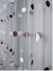 Perdea tulle brodat, alb/grena