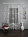 Perdea tulle brodat, alb/gri